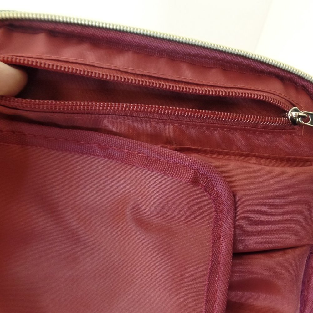 VOKUR Brown & Tan Square Traveling Jewelry Box Coated Canvas Zippered Darling - Picture 15 of 16